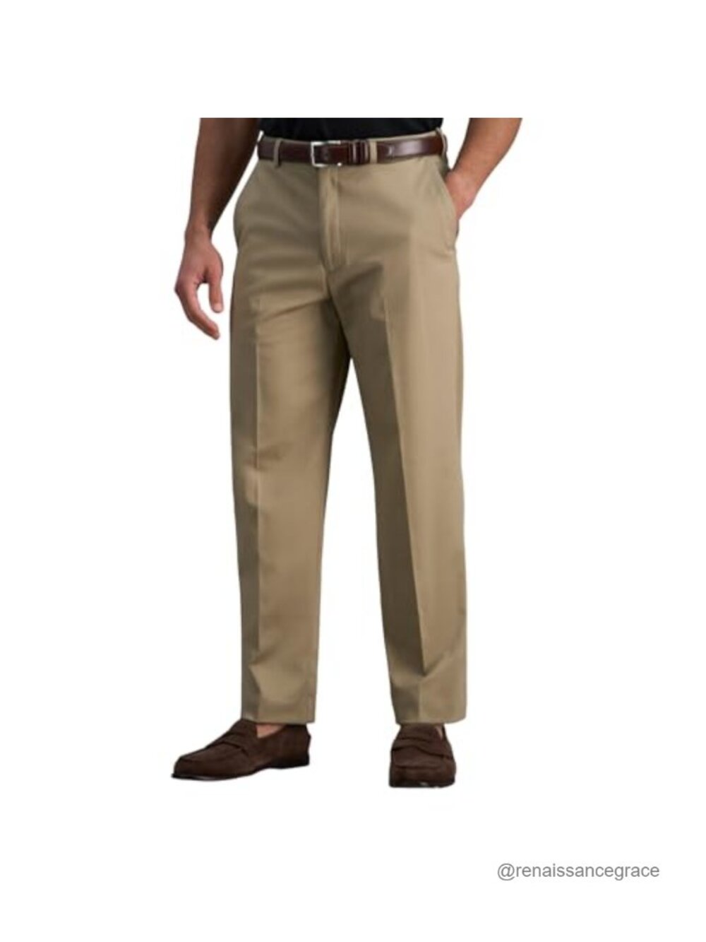 Men's Classic Fit No Iron Khaki Pants Stretch Expandable Waist